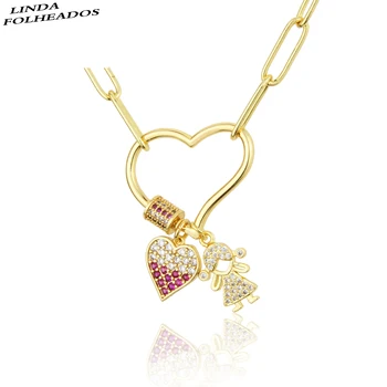 

New Arrival Trendy Jewelry Gold Copper White/Red Cubic Zirconia Combination Sweater Chain Pendant Necklace For Women's Winter