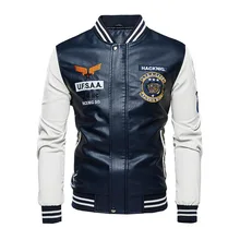 Вышитая повседневная мужская байкерская куртка, зимняя флисовая мотоциклетная куртка из искусственной кожи пу, куртка в стиле пэчворк, уличная бейсбольная куртка