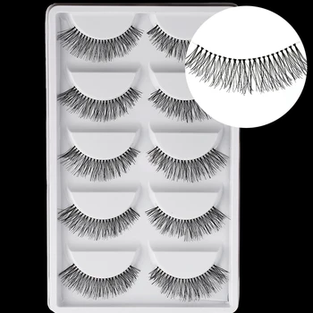 

5 Pairs Natural Long White Cotton Stalk Thick Handmade False Eyelash The Stage Makeup Fake Eye Lashes Extension