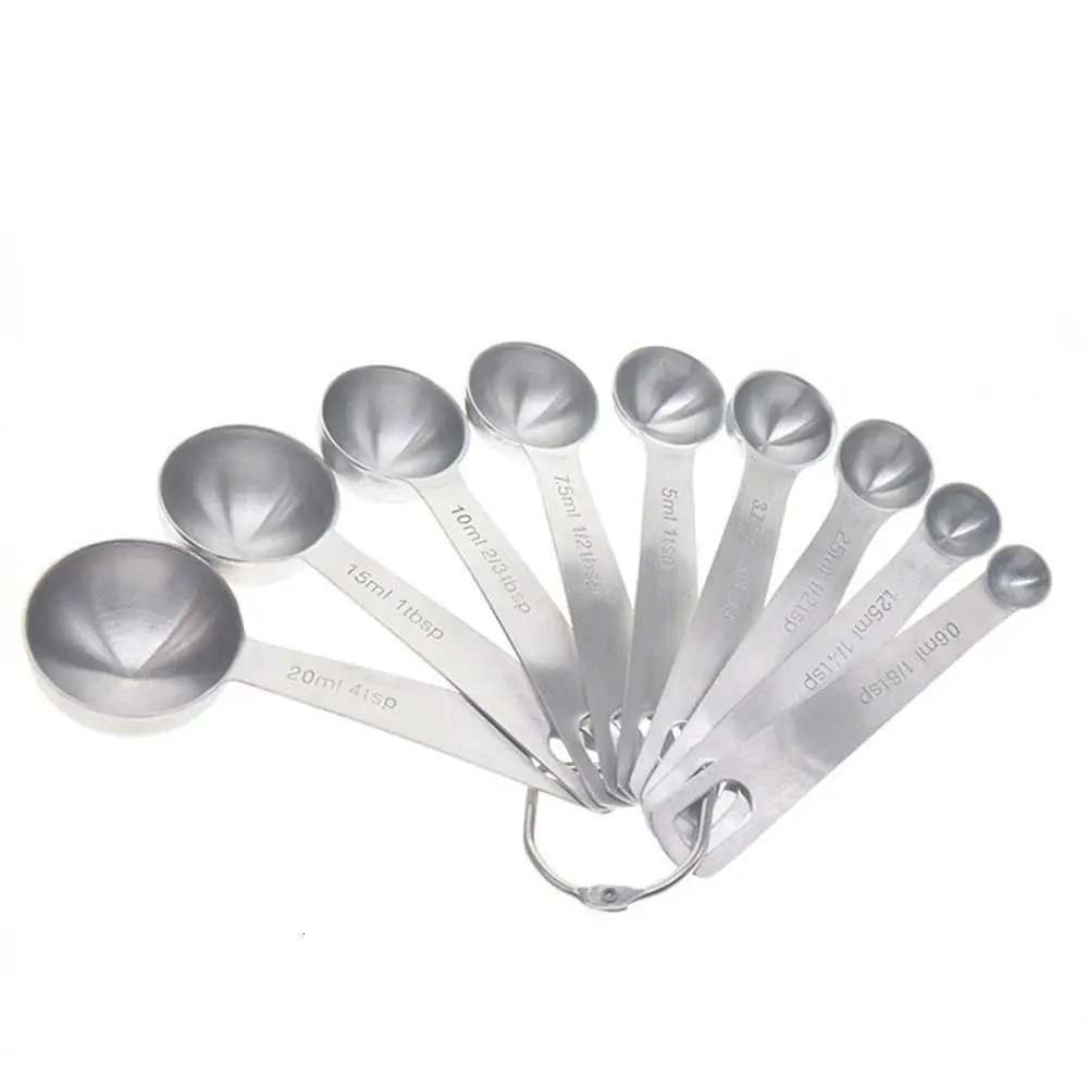 

9PCS/Set Stainless Steel Measuring Spoon Kitchen Baking Scale Tea Coffee Measuring Spoons Kitchen Measuring Tool Home Tableware