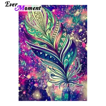 

Ever Moment Diamond Mosaic Painting Kit Colorful Feather Leisure At Home DIY Square Drills Room Decor Hobbies Handicrafts 4Y1141