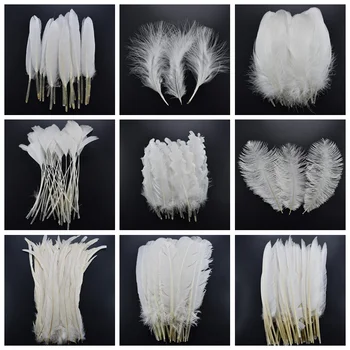 

20pcs White Rooster Goose Pheasant Feathers for Crafts jewelry making Peacock Ostrich Feathers Wedding Decoration Plume plumas