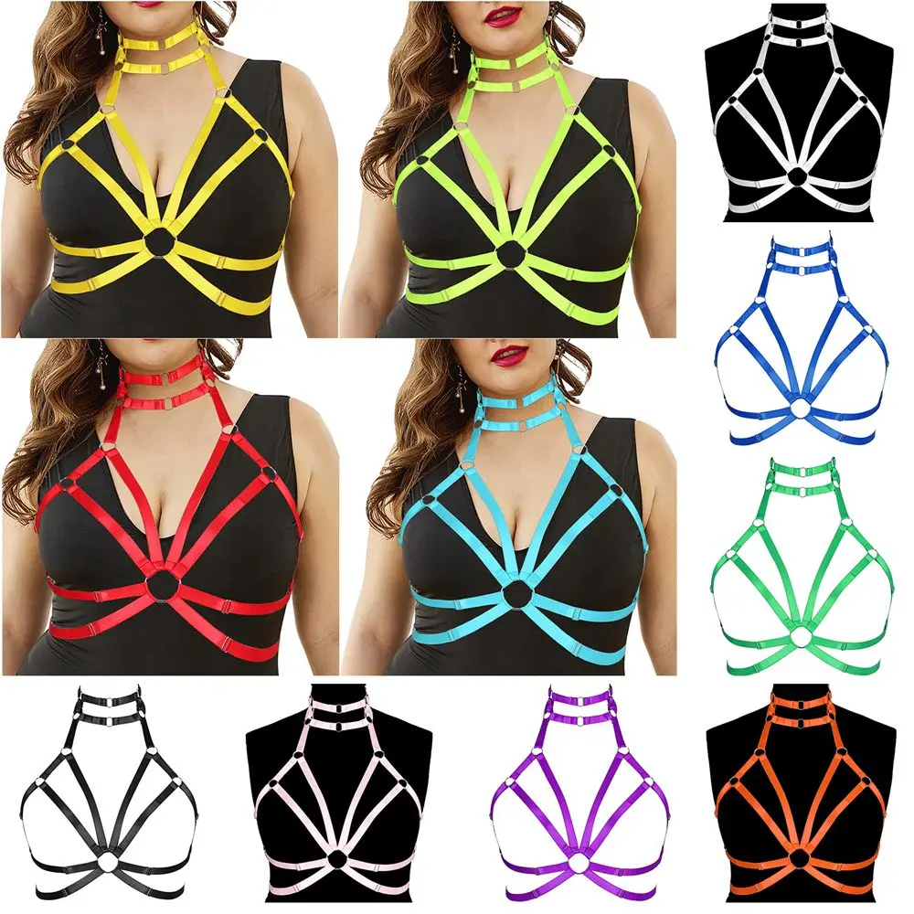 

Gothic Bustier Corset Top Harness For Women's Collar Halter Sexy Plus Size Lingerie Adjust Suspender Belt Festival Rave Garter