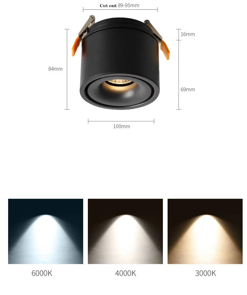 LED Downlight Recessed Ceiling Spotlight Ceiling Lamps Adjustable Recessed Ceiling Downlights 10W 12W 15W Dimmable LED Recessed lamp Nordic Spot light Indoor Spot lighting fixture