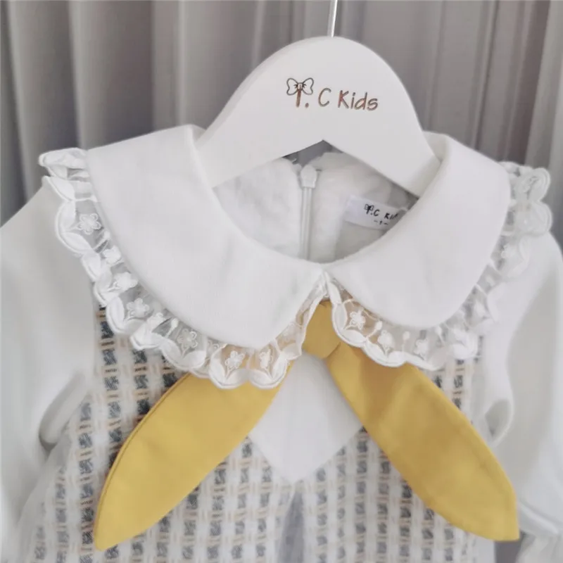 New Autumn& Winter Fashion Kids Dress false 2pieces design Patchwork Baby Princess Dress Party Girls Dresses