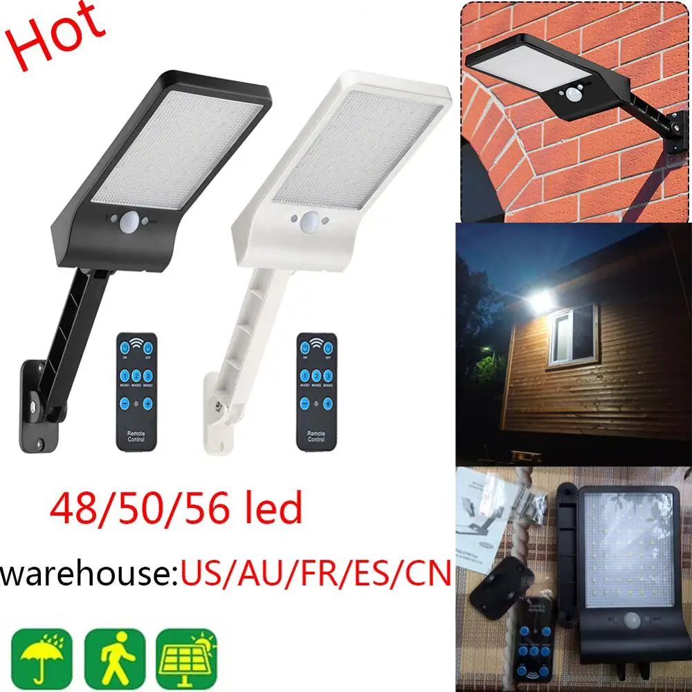 

48/50/56LED Solar Motion Sensor Wall Light Outdoor Street Lamp with RC Waterproof Garden Street Lamp Adjustable Brightness Drop
