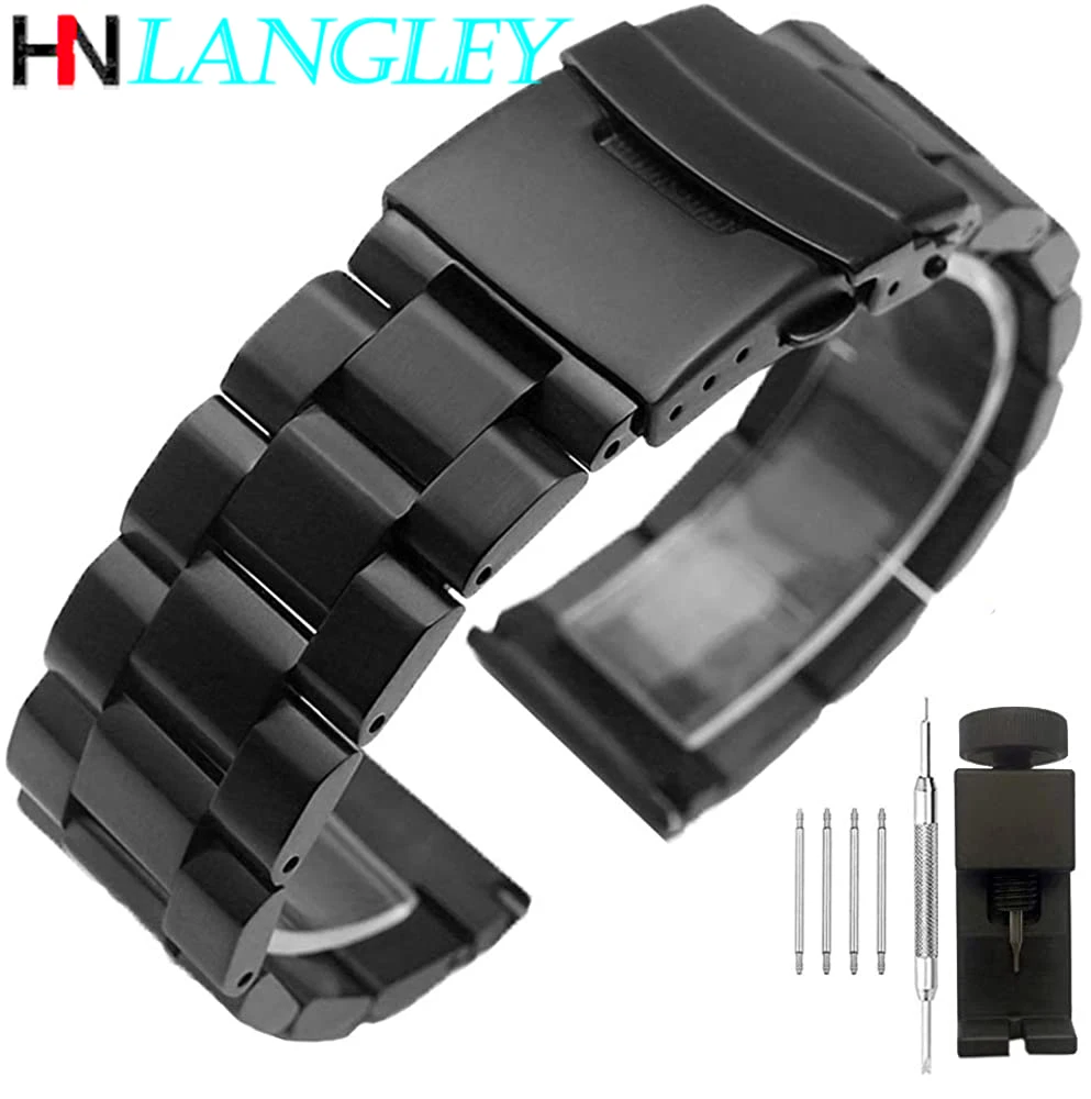 Brush Matte Finish Metal Watch Band Stainless Steel Bracelet Straps