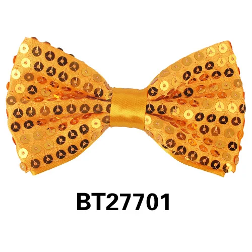 Модный галстук-бабочка для мужчин и женщин, классический галстук-бабочка с блестками для свадебной вечеринки, галстук-бабочка для взрослых, мужские бабочки, желтый галстук - Цвет: BT27701
