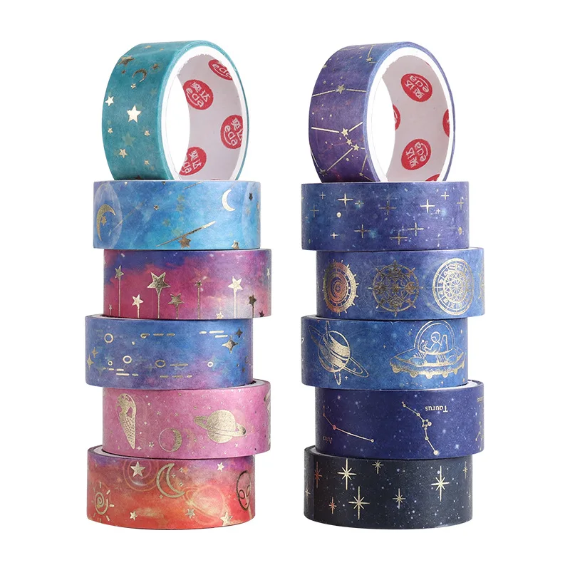 12pcs Starry Night Washi Tape Set 15mm*2m Galaxy Constellation Moon Star Adhesive Masking Tapes Home Stickers Decoration A6033 5
