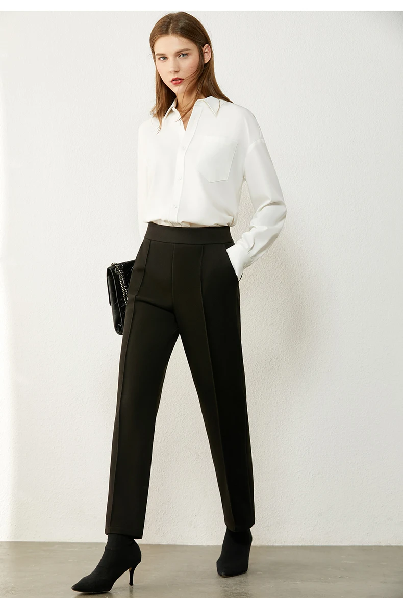 Amii Minimalism Autumn Womens Pants Fashion Solid High Waist Straight Pants Suit Pants Ankel-length Womens trousers  12070464