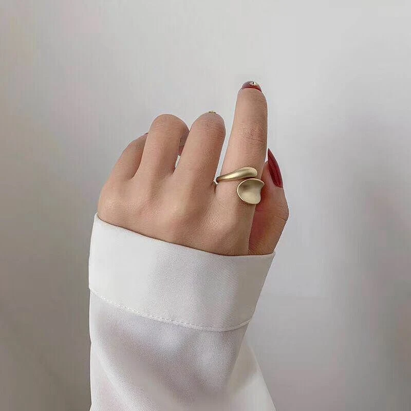 

MENGJIQIAO New Design Fashion Geometric Gold Color Rings For Women Matte Metal Adjustable Mid Finger Knuckle Ring Jewelry Gift