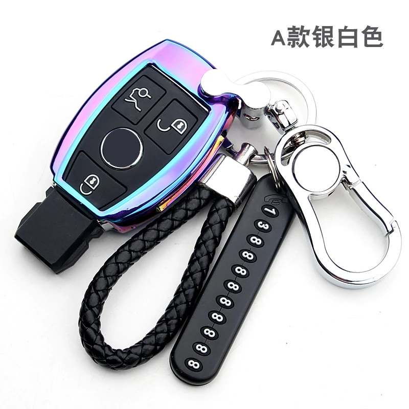 Zinc alloy Car Key Case Cover For Mercedes Benz W203 W210 W211 W124 W202 W204 W212 W176 AMG Accessories Keychain Holder Keyring