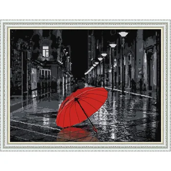 

The streets after the rain Ecological cotton Chinese Cross Stitch kits 14CT 11CT stamped Printed DIY wedding decoration for home