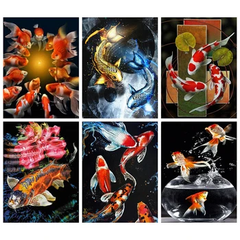 

Painting By Numbers Fish Animals Arcylic Colorful By Numbers Wall Art Oil Painting Hand Painted DIY Gift Home Decoration