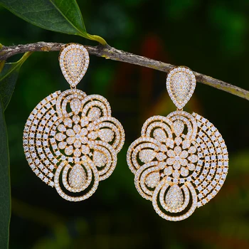 

missvikki 2020 Trendy Noble Luxury Big Pendant earrings personality female Bridal Wedding Luxury Handmade Full Hot Noble CZ