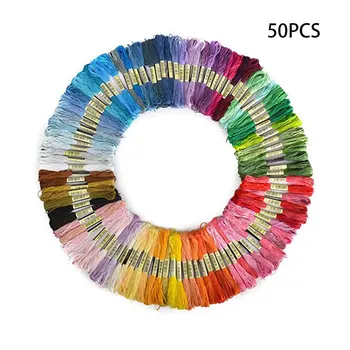 

50 Colors 100 Colors Cross Stitch Thread Polyester Cotton Embroidery Thread Rainbow Color Hand Embroidery Braided Thread