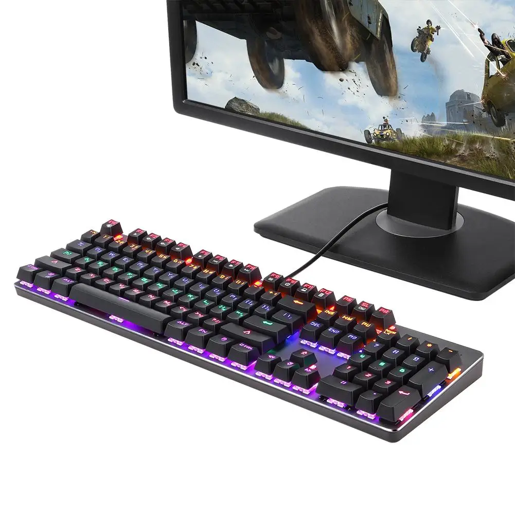 Механическая игровая клавиатура RGB синий переключатель удобная операционная клавиатура с многоцветным светодиодный подсветкой