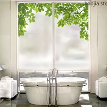 Новая стеклянная пленка зеленого листа, самоклеющиеся наклейки для гостиной, статическая непрозрачная окрашенная матовая стеклянная оконная пленка на заказ