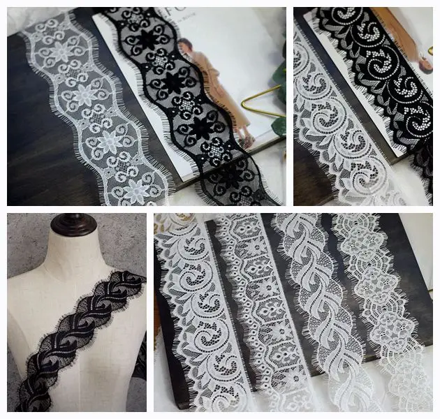 

6meters new style French Eyelash Lace Trim Fabric Flower DIY Crafts underwear Dress Clothing lace material Ribbon lace textile
