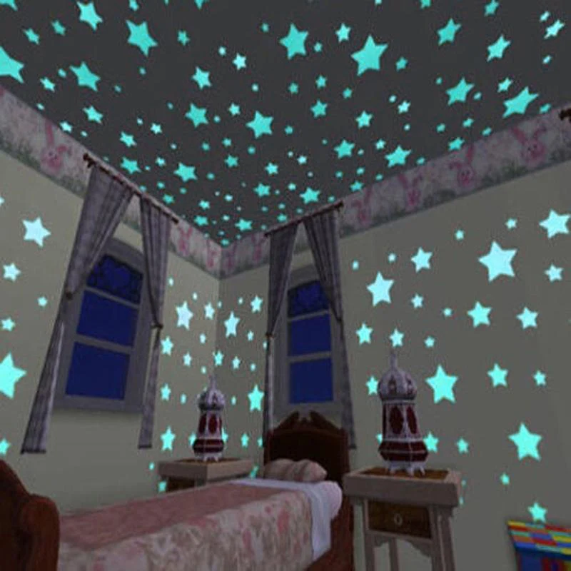 100 шт Ночная светящаяся наклейка со звездочками светится в темноте наклейка на стену s ребенок света для Декор для детской спальни Рождественский подарок на Хэллоуин