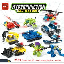 Enlightenment Hypervariable Mobile Military Police Engineering Fire Robot Intelligence Building Block Children Toy Gift 10 in 1 artificial intelligence in civil engineering