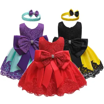 

Big bow Lace baby girl dress baptism tutu baby dress wedding christmas dress baby girl 1 year birthday dress baby girl clothes