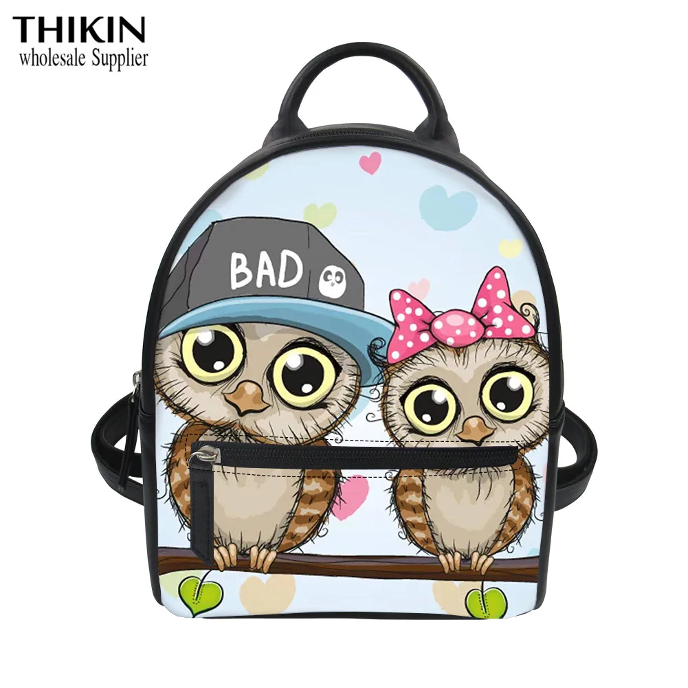 as picture Тикин мультфильм сова печати Kawaii рюкзак для девочек кожаный школьный женский модный Повседневный путешествия Mochila Feminina сумки на плечо - Цвет: as picture