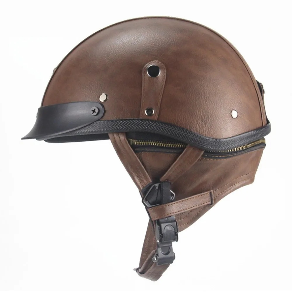 AHP мотоцикл немецкий открытый шлем Чоппер 3/4 кожаный шлем для скутера половина шлем с черепом Кепка чоппер