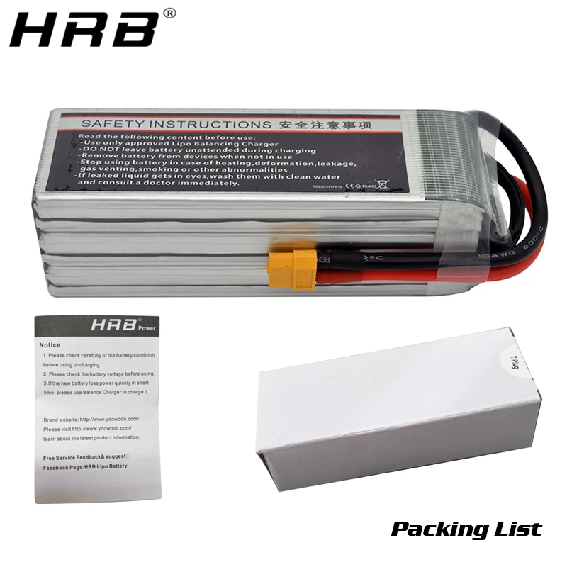 Аккумулятор HRB Lipo 6S 22 2 V 6000mah 50C XT60 XT90 EC5 T Deans S для Phantom RC вертолет самолет