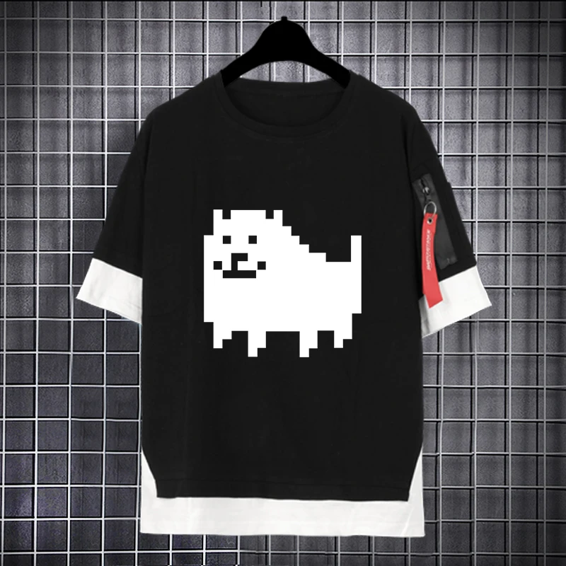 Game Undertale Korean Loose T shirt Sans Papyrus Cosplay Fake Two-piece t-shirt summer tshirt oversize tops tees | Тематическая