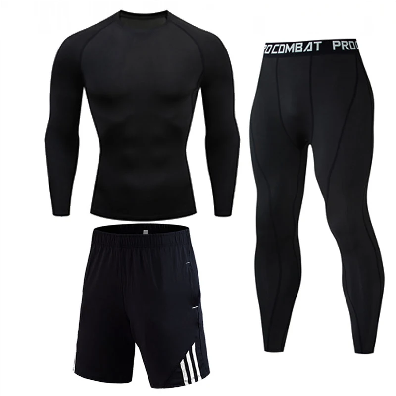 3-piece set Новое зимнее Мужское нижнее белье набор теплого белья Эластичный компрессионный набор кальсоны для мужчин Polartec дышащие спортивные термо костюмы - Цвет: 3-piece set