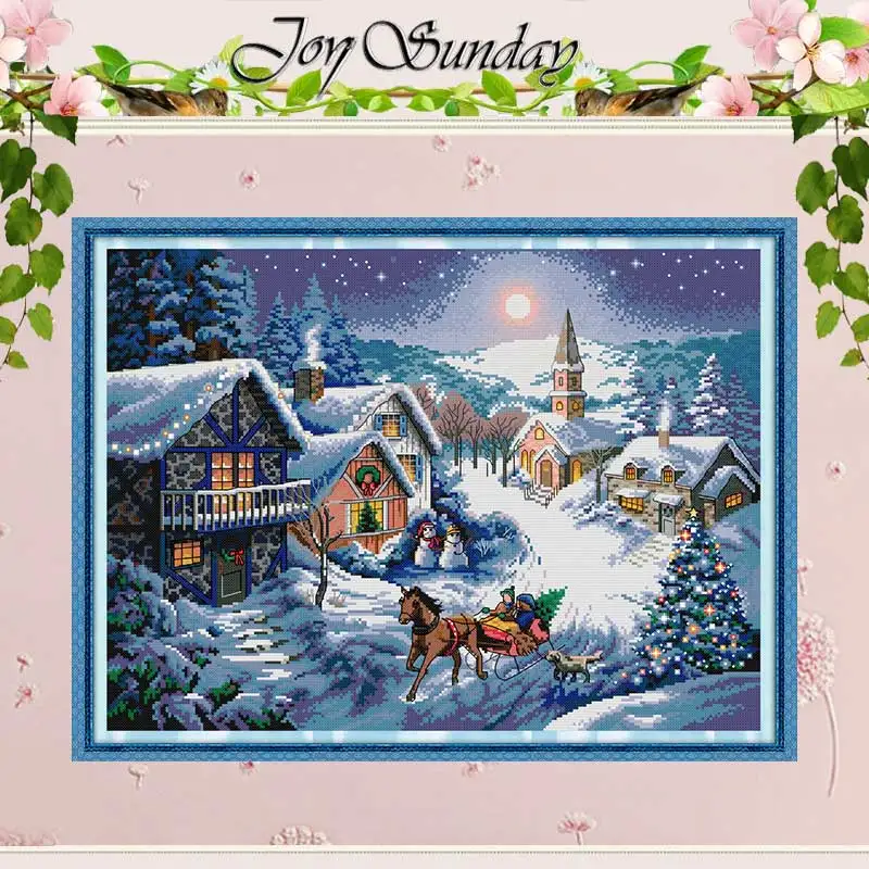 Cross Stitch Kit Dusk in the Snow Patterns 11CT 14CT 16CT Stamped DMC for Home Decor