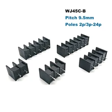 

20Pcs Pitch 9.5mm Barrier Screw Terminal Block 45C-B Straight Pin 2/ 3/4/5/6/7/8/9P Connector Morsettiera 25A 12AWG 300V