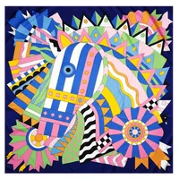 Manual Hand Rolled Twill Silk Scarf Women Celebration Horse Print Square Scarves Echarpes Foulards Femme Wrap Bandana Hijab 90CM 1