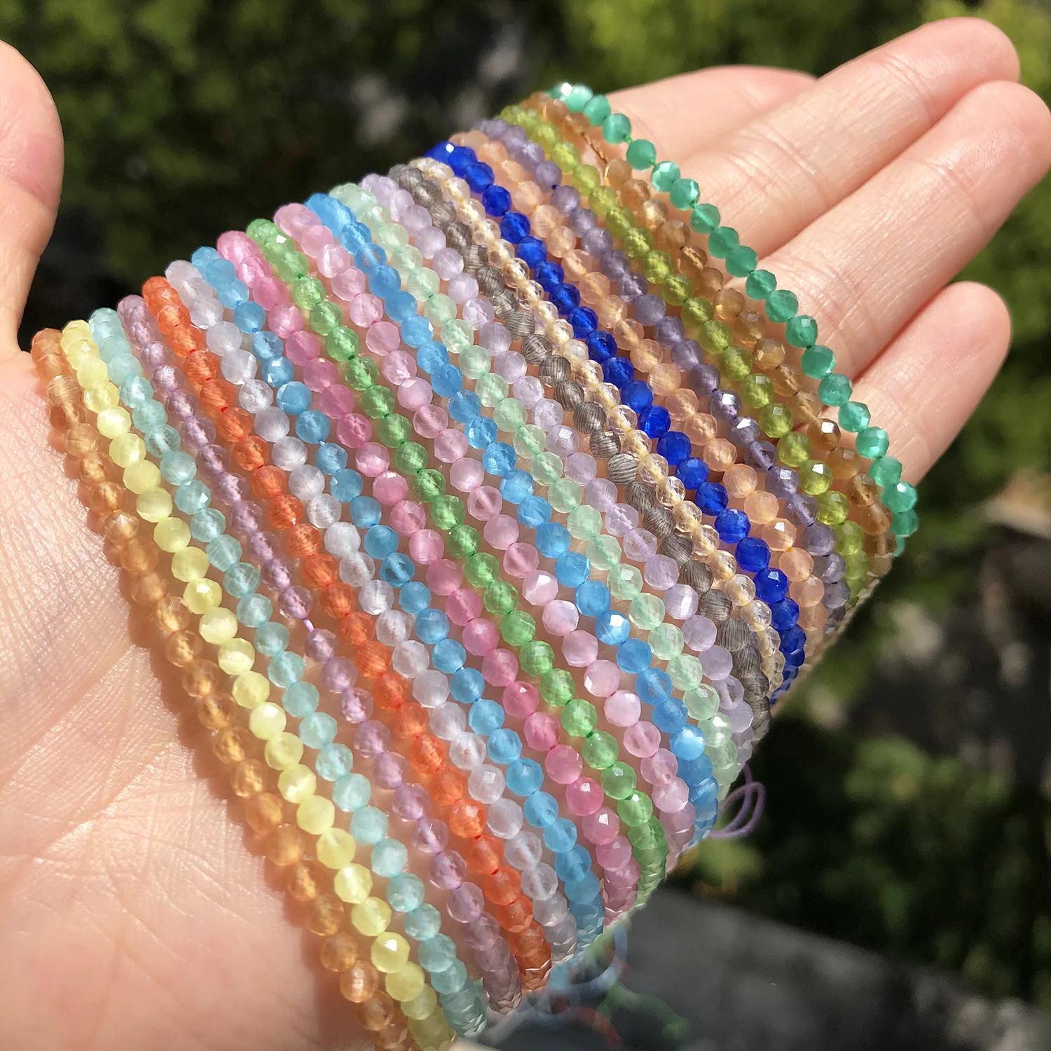 Natürliche Stein 2 3mm Facettierte Mehrfarbige Cat Eye Lose Opal Spacer Perlen Für Schmuck Machen Perlenstickerei DIY Armband Halskette 15'' – Detail 9