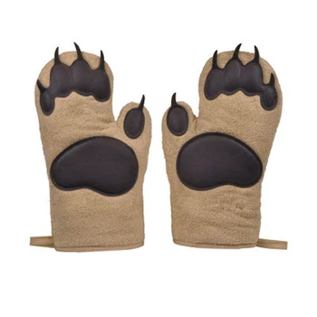 

1 Pair of Kitchen Heat-Proof Thick Solid Color Hand Microwave Oven Heat-Proof Gloves