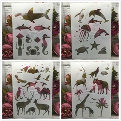 Pochoirs A4 pour peinture, 4 pièces, 29cm, requin, girafe, océan, forêt, animaux, bricolage, pochoirs, Scrapbook, coloration, gaufrage, modèle décoratif 