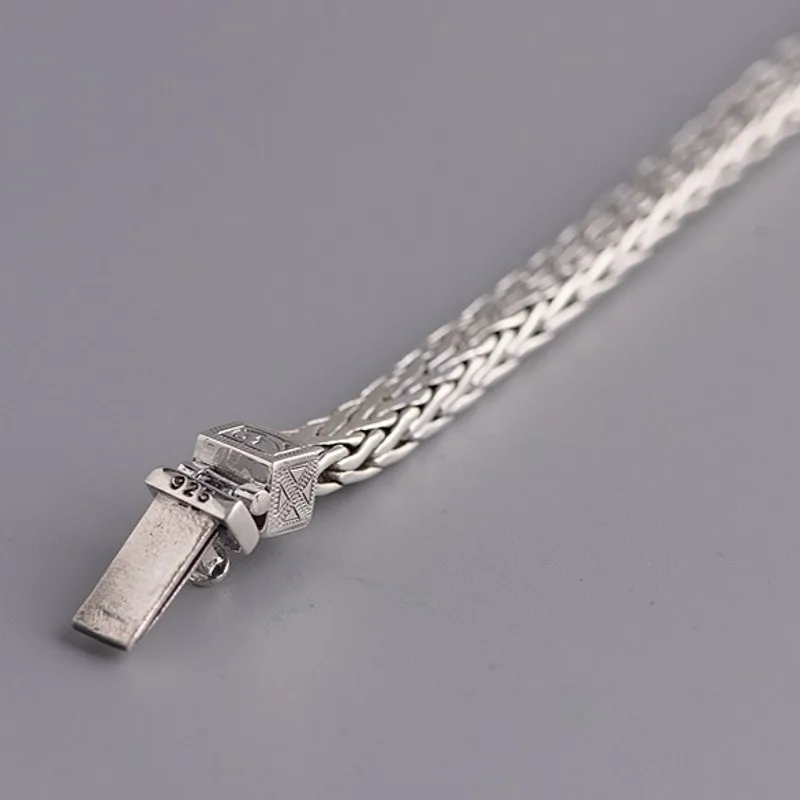 New real S925 pure silver Thai silver bracelet for Man fashion silver hand-woven elephant insurance buckle men's bracelet