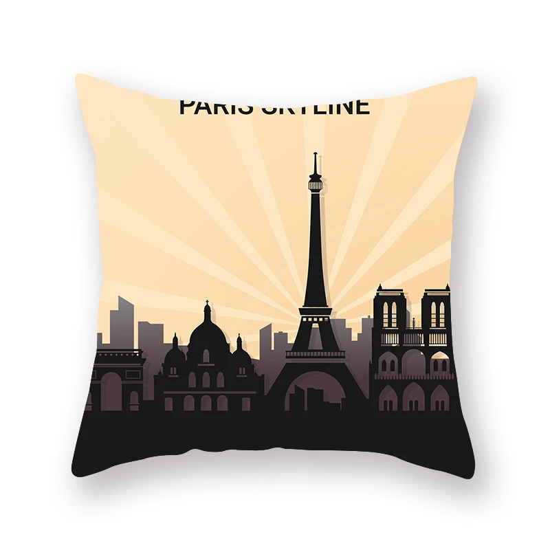 Pillow Cushion Cover Romantic Paris Eiffel Tower Pillow Cover Pink Blue Valentine Romance Cartoon Throw Pillow Cover Sofa Couch