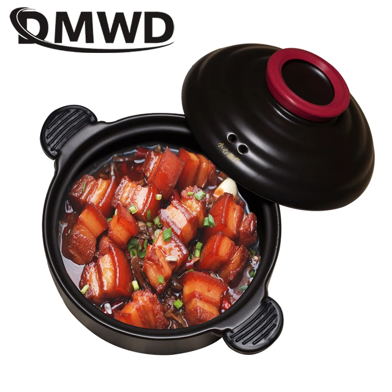 DMWD Бытовая 3.0L электрическая многофункциональная плита микрокомпьютер тушеный суп синхронизации керамическая каша горшок 500 Вт черный