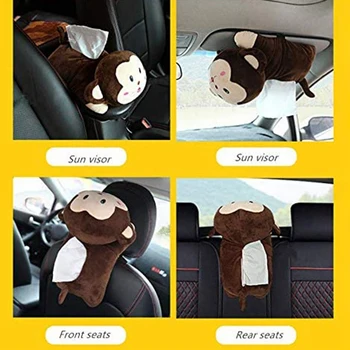 

Plush Toy Style Anime Hanging Holder Tissue Box Cartoon Tissue Cover Paper Holder Napkin Box Paper Storage(Monkey)