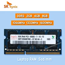 SK Hynix ddr3 2GB 4GB 8GB 1066MHz 1333MHz 1600MHz RAM Sodimm dizüstü bellek pc3- 8500S 10600S 12800S