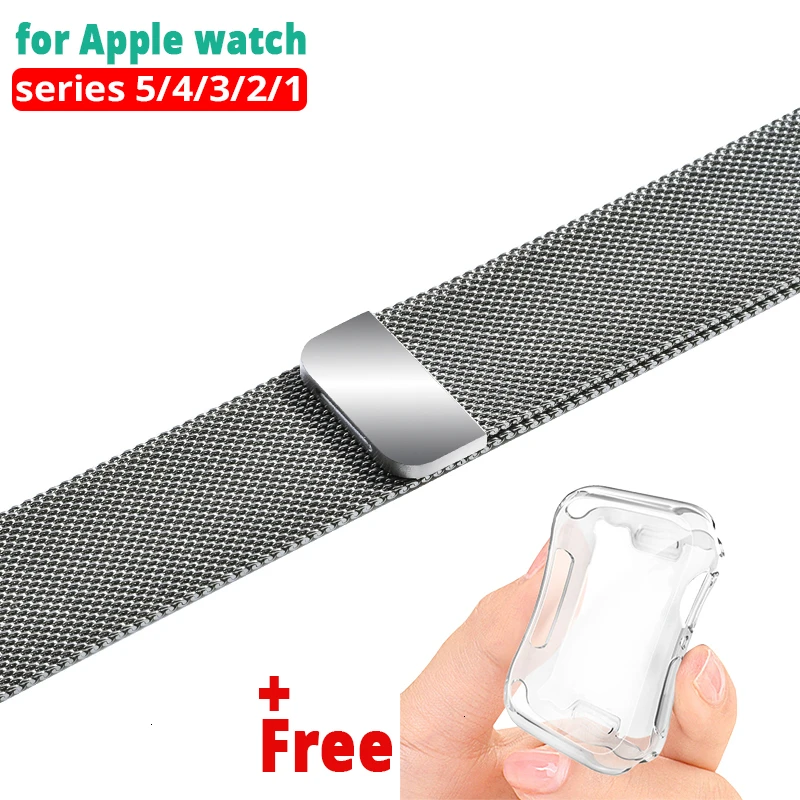 Миланская петля ремешок для Apple Watch серии 5 44 мм 38 мм браслет из нержавеющей стали для iwatch 4 3 40 мм ТПУ чехол 42 мм ремешок для часов - Цвет ремешка: Silver