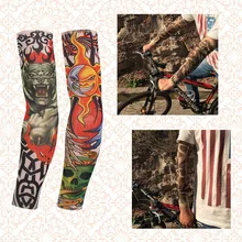 Нарукавник с татуировкой Мужская и женская Татуировка солнцестойкая манжета для вождения верховой езды ледяная манжета рукав бесшовная рука защита Татуированная рука рукав