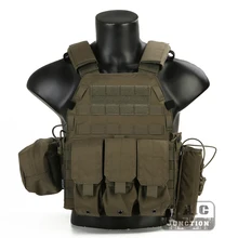 

Emerson LBT6094A Tactical Airsoft Vest Modular MOLLE Plate Carrier W/ Triple Mag & Radio Pouch & Accessories Pouch RANGER GREEN