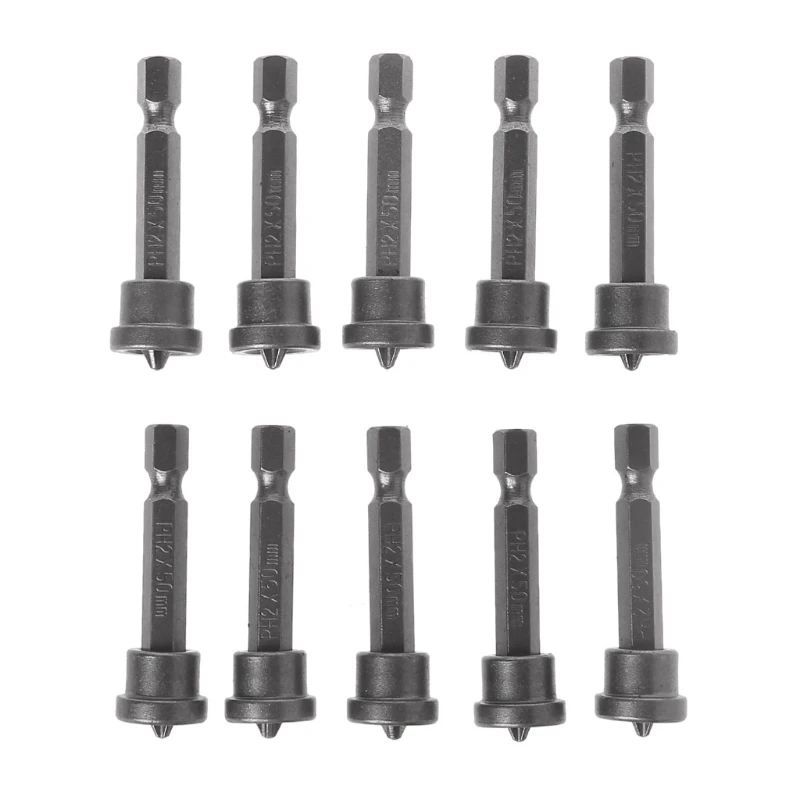 

10pcs 50mm Drywall Plasterboard Screwdriver Phillips Bit Ph2 1/4 Magnetic Bits