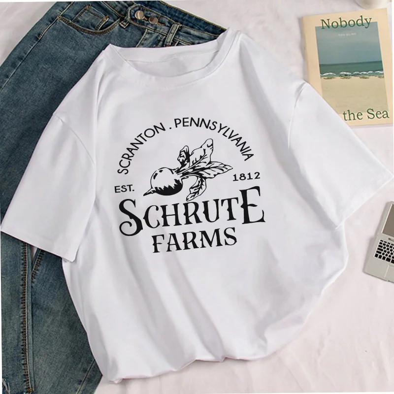 Schrute Farms футболка женская с принтом кавайная футболка Scranton Пенсильвания топы корейский стиль Vogue Повседневная Женская футболка с коротким рукавом