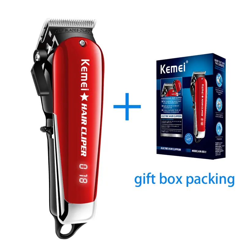 Original gift box Kemei Парикмахерская Машинка для стрижки волос профессиональный триммер для волос беспроводной резак для волос для мужчин ЖК-дисплей триммер для бороды - Цвет: Original gift box