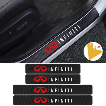 

4PCS Carbon Fiber Car Door Sill Plate Sticker For Infiniti FX35 Q50 Q30 ESQ QX50 QX60 QX70 EX JX35 G35 G37 decoration Accessorie