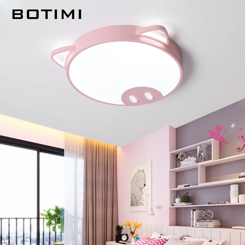 BOTIMI 220V светодиодный потолочный светильник для спальни с рисунком из мультфильма, розовый потолочный светильник для девочек, голубой светильник для мальчиков, светильник для освещения, металлические лампы